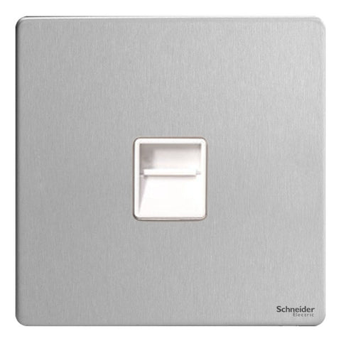 GU7461WSS Ultimate screwless flat plate stainless steel white insert Master telephone socket