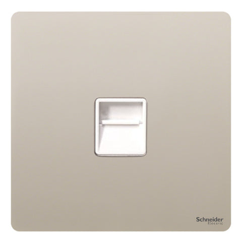 GU7462WPN Ultimate screwless flat plate pearl nickel white insert Secondary telephone socket