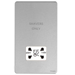 GU7490WSS Ultimate screwless flat plate stainless steel white insert 115/230V dual voltage shaver socket