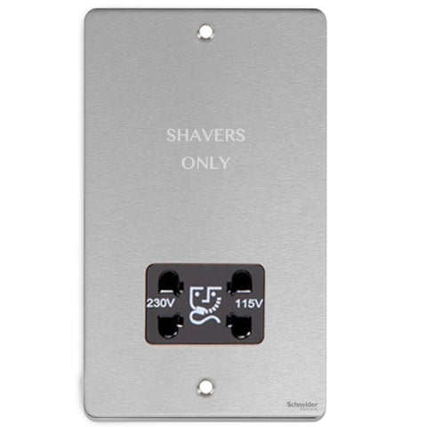 GU7590BBC Ultimate low profile brushed chrome black insert 115/230V dual voltage shaver socket