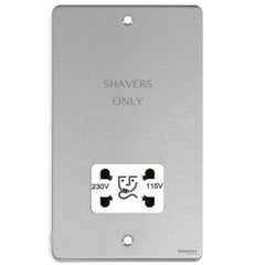 GU7590WBC Ultimate low profile brushed chrome white insert 115/230V dual voltage shaver socket