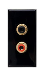 GUE7000B Ultimate euro module black 2 x RCA socket - 25 x 50mm