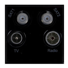 GUE7082B Ultimate euro module black TV/Radio/Sat1/Sat2 - (quad) 50 x 50mm
