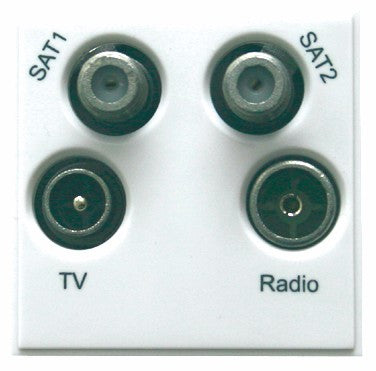 GUE7082W Ultimate euro module white TV/Radio/Sat1/Sat2 - (quad) 50 x 50mm