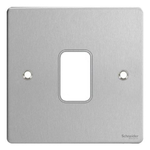 GUG01GSS Ultimate grid flat cover plate stainless steel 1 gang (c/w mounting frame)