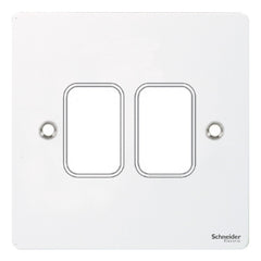 GUG02GPW Ultimate grid flat cover plate white metal 2 gang (c/w mounting frame)