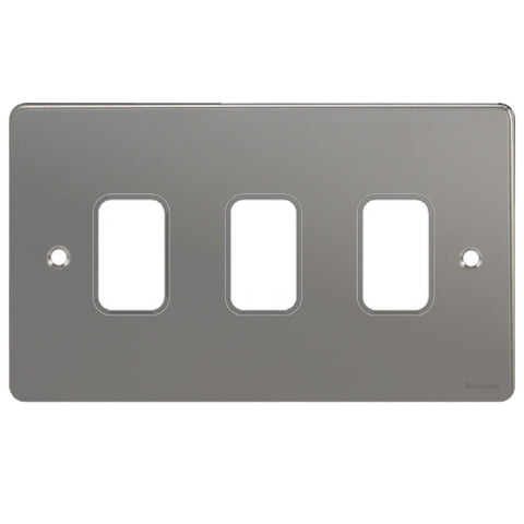 GUG03GBN Ultimate grid flat cover plate black nickel 3 gang (c/w mounting frame)