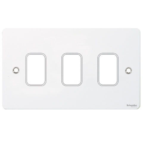 GUG03GPW Ultimate grid flat cover plate white metal 3 gang (c/w mounting frame)