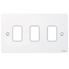 GUG03GPW Ultimate grid flat cover plate white metal 3 gang (c/w mounting frame)