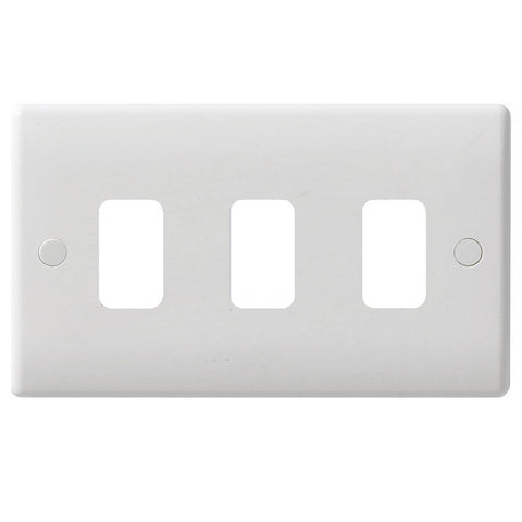 GUG03G Ultimate grid white moulded 3 gang flush plate (c/w mounting frame)