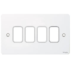 GUG04GPW Ultimate grid flat cover plate white metal 4 gang (c/w mounting frame)