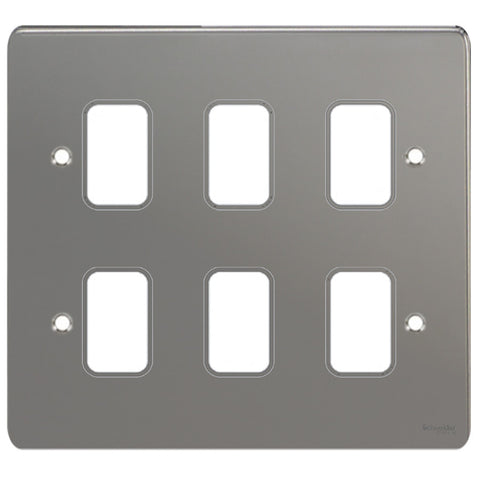 GUG06GBN Ultimate grid flat cover plate black nickel 6 gang (c/w mounting frame)