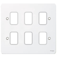 GUG06GPW Ultimate grid flat cover plate white metal 6 gang (c/w mounting frame)