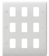 GUG09G Ultimate grid white moulded 9 gang flush plate (c/w mounting frame)