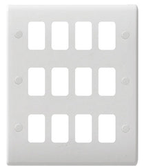 GUG12G Ultimate grid white moulded 12 gang flush plate (c/w mounting frame)