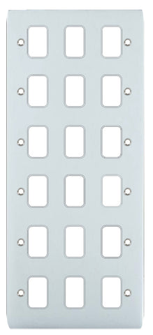 GUG18GMS Ultimate grid flat cover plate mirror steel 18 gang (c/w mounting frame)