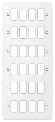 GUG24GPW Ultimate grid flat cover plate white metal 24 gang (c/w mounting frame)