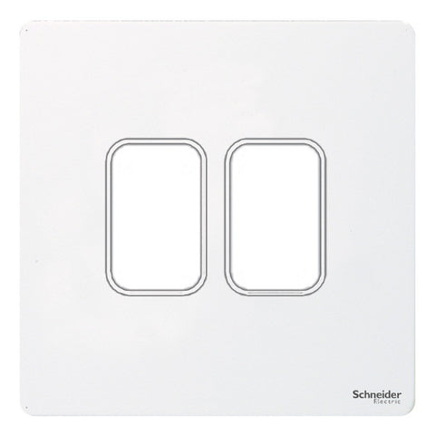 GUGS02GPW Ultimate grid screwless cover plate white metal 2 gang (c/w mounting frame)