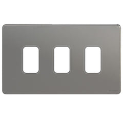 GUGS03GBN Ultimate grid screwless cover plate black nickel 3 gang (c/w mounting frame)