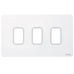 GUGS03GPW Ultimate grid screwless cover plate white metal 3 gang (c/w mounting frame)