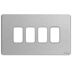 GUGS04GSS Ultimate grid screwless cover plate stainless steel 4 gang (c/w mounting frame)