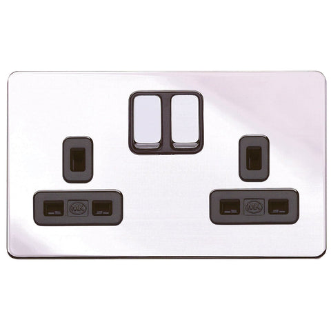 MK K24347POCB - 13A 2G Dp Dual Earth Switched Socket