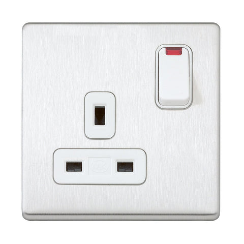 MK K24657BSSW - 13A 1G Dp Dual Earth Switched Socket + Neon