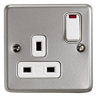 K2477ALM - 13A 1 Gang Double Pole Switch Socket with Neon - Metallic