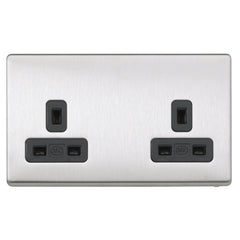 MK K24781BSSB - 13A 2G Dp Dual Earth Unswitched Socket