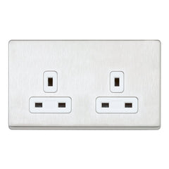 MK K24781BSSW - 13A 2G Dp Dual Earth Unswitched Socket