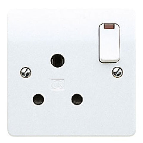 MK Electric K2493WHI Logic Plus 15A 1 Gang Round Pin Switched Socket Outlet & Neon