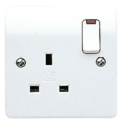 MK Electric K2657WHI Logic Plus 13A 1 Gang DP Switched Socket Outlet & Neon