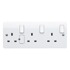 MK Electric K2737WHI Logic Plus 13A 3 Gang DP Switched Socket Outlet