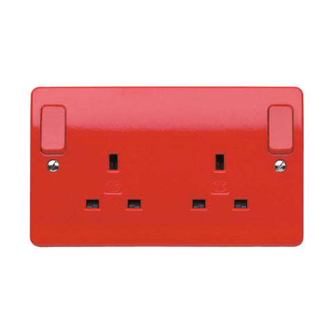 MK Electric K2746D1RED Logic Plus 13A 2 Gang DP Switched Socket Outlet  Dual Earth with Outboard Rockers
