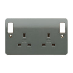MK Electric K2746GRA Logic Plus 13A 2 Gang DP Switched Socket Outlet  Dual Earth with Outboard Rockers