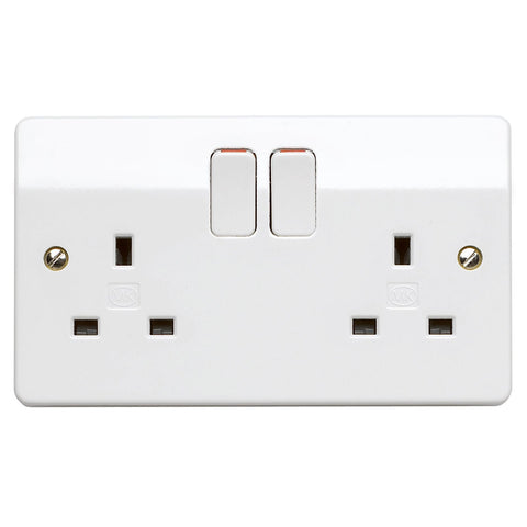MK Electric K2747WHI Logic Plus 13A 2 Gang DP Switched Socket Outlet