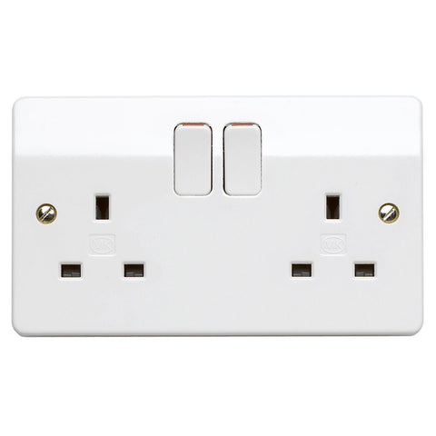 MK Electric K2747WHI Logic Plus 13A 2 Gang DP Switched Socket Outlet