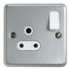 K2871ALM - 5A 1 Gang Round Pin Switch Socket Outlet - Metallic