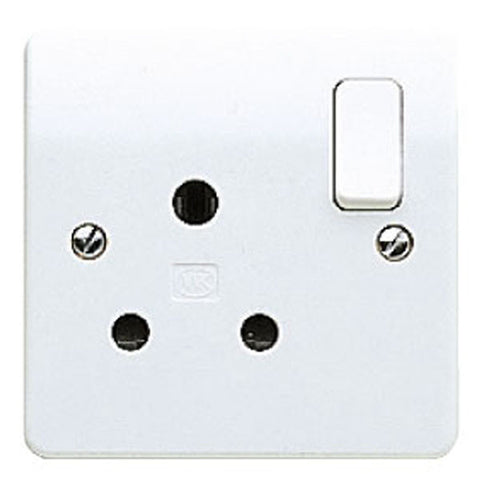 MK Electric K2893WHI Logic Plus 15A 1 Gang Round Pin Switched Socket Outlet