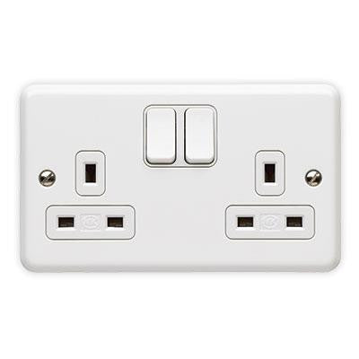 K3046WHI - 2 Gang 13A Double Pole Switched Socket - White
