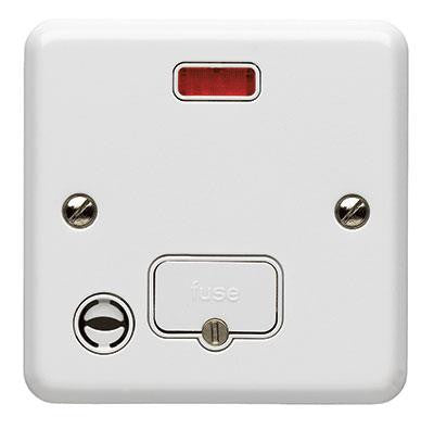 K3086WHI - 13A Unswitched Fused Connection Unit with Neon + Flex Out - White