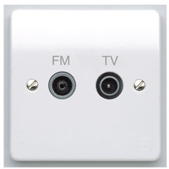 MK Electric K3552WHI Logic Plus 1 Gang Twin Non Isolated Screened TV / FM Diplexer Socket