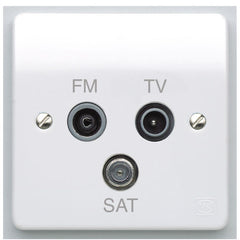 MK Electric K3553WHI Logic Plus 1 Gang Digital Triple Non Isolated Screened TV / FM / Satellite Triplexer Socket