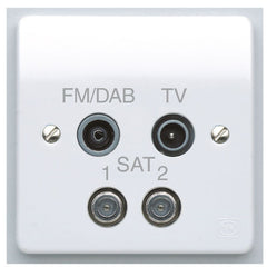 MK Electric K3554DABWHI Logic Plus 1 Gang Digital Quad Non Isolated Screened TV / FM / 2 x Satellite Quadplexer Socket