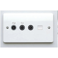 MK Electric K3562WHI Logic Plus 2 Gang Digital Twin TV / FM  Diplexer  with single IEC Male TV Socket and BT Secondary Telephone Socket
