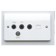 MK Electric K3563WHI Logic Plus 2 Gang Digital Triple TV / FM / SAT  Triplexer  with single IEC Male TV Socket and BT Secondary Telephone Socket