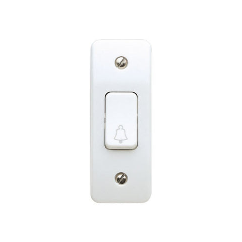 MK Electric K4848BWHI Logic Plus 10AX 1 Gang SP Architrave Switch with Bell Symbol