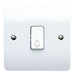 MK Electric K4878BWHI Logic Plus 10AX 1 Gang SP Push Switch with Bell Symbol