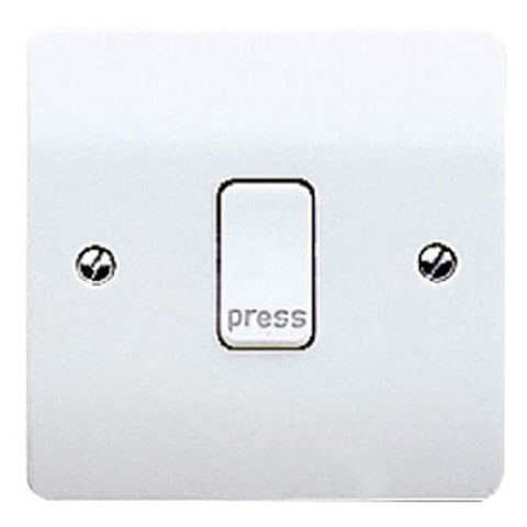MK Electric K4878PWHI Logic Plus 10AX 1 Gang SP Push Switch Marked 'press'