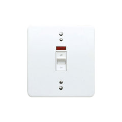 MK Electric K5012WHI Logic Plus 50A White Metal DP Switch With Neon On Large Square Plate